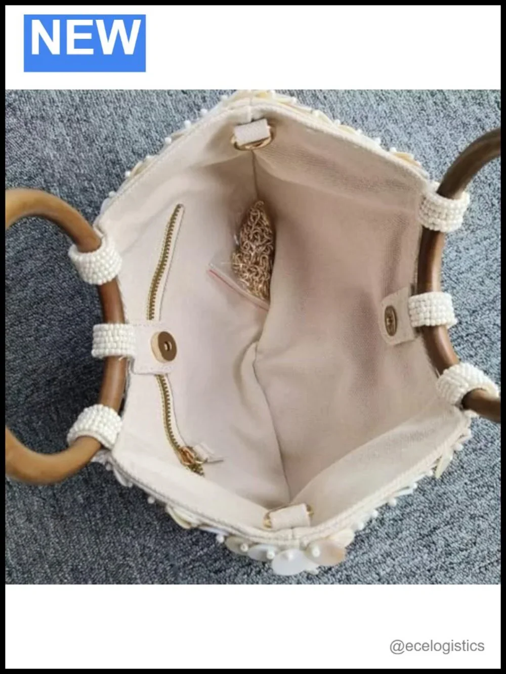 Handmade Shell Beaded Clutch Purse for Women Luxury Top Handle Bag Beach